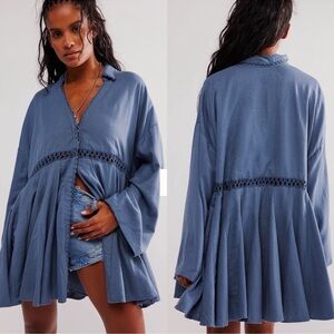 NWOT Free People Hazy Baby Mini Dress in Blue Mirage, Size XS